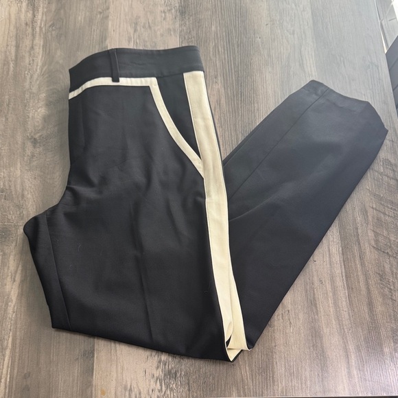 Vince Black Tuxedo Cream Stripe Straight Leg Pants - Picture 1 of 5